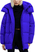 Women Hooded Quilted Puffer Jacket Mid-Length Padded Warm Winter Heavyweight Coat Outerwear