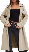 Double-Breasted Windproof Pocketed Belted Trench Coat