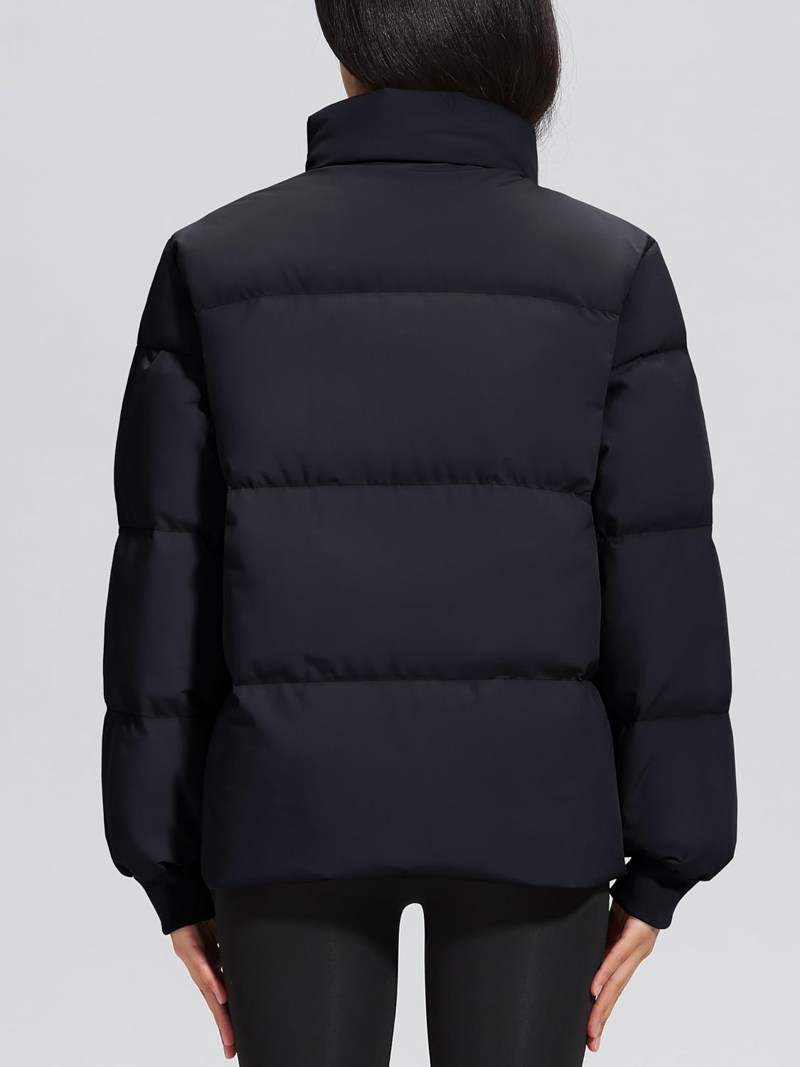 Women Winter Down Puffer Jackets Stand Collar Zip Up Water Resistant Warm Padded Quilted Coat with Pockets