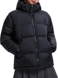 Women 800-Down-Fill Puffer Jacket Winter Wind Resistant Water Repellent Warm Zip Pockets Hooded Down Outwear Coat