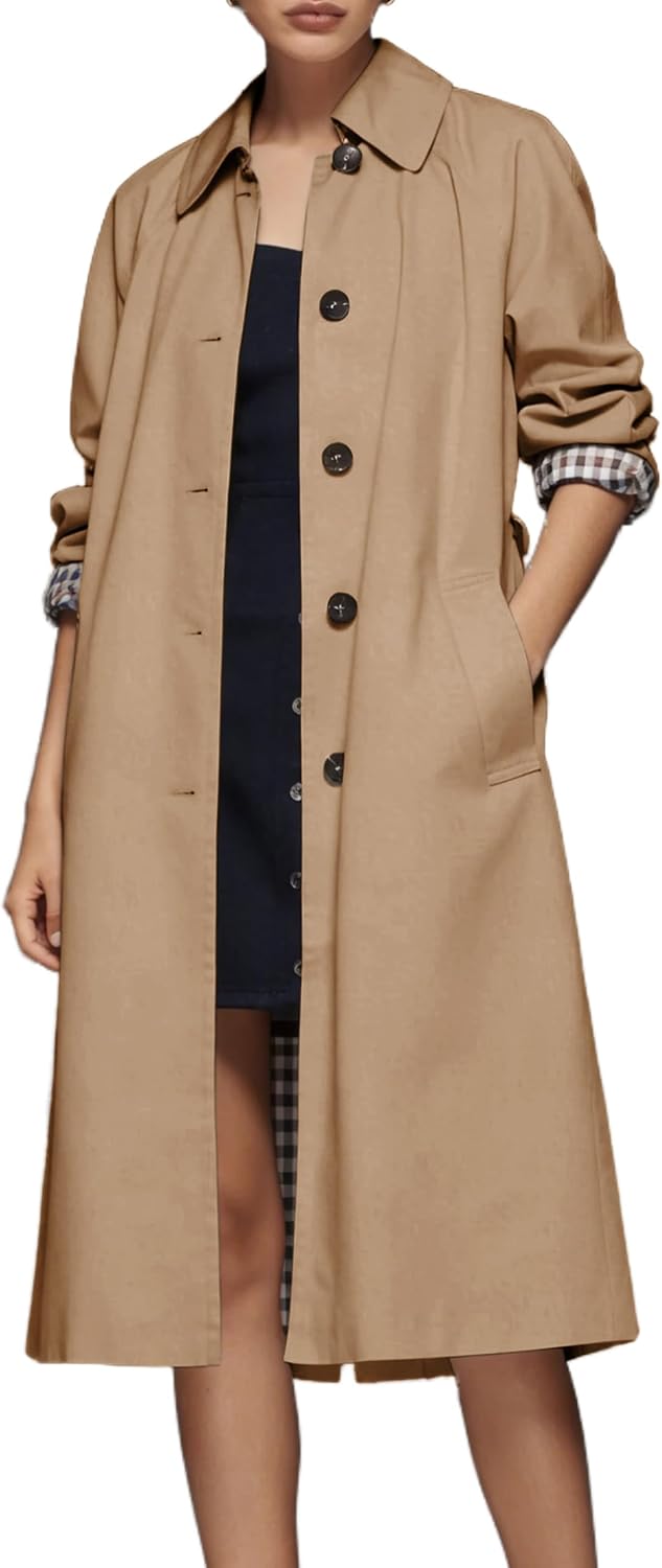 Single-Breasted Lightweight Mid-Length Spring Trench Coat