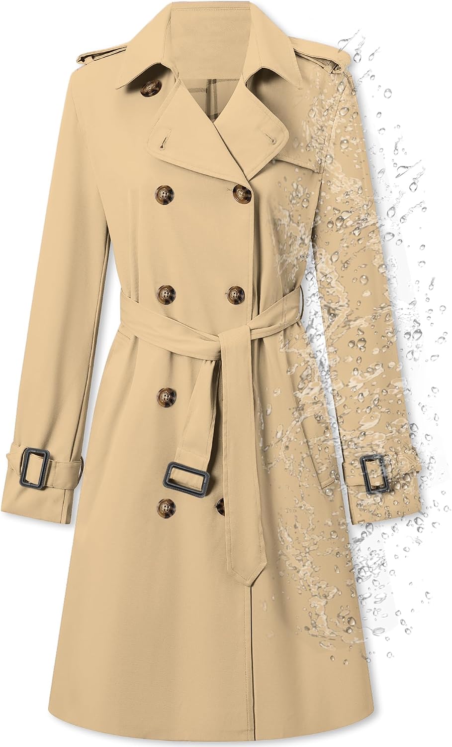 Double-Breasted Waterproof Classic Belted Trench Coat