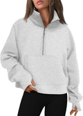 Women Sweatshirts Half Zip Cropped Pullover Fleece Quarter Zipper Hoodies 2025 Fall Fashion Outfits Clothes