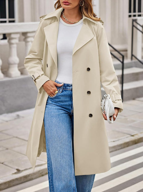Double-Breasted Oversized Windproof Lapel Trench Coat
