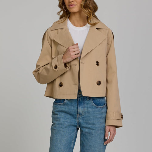 Cropped Lapel Lightweight Work Trench Coat