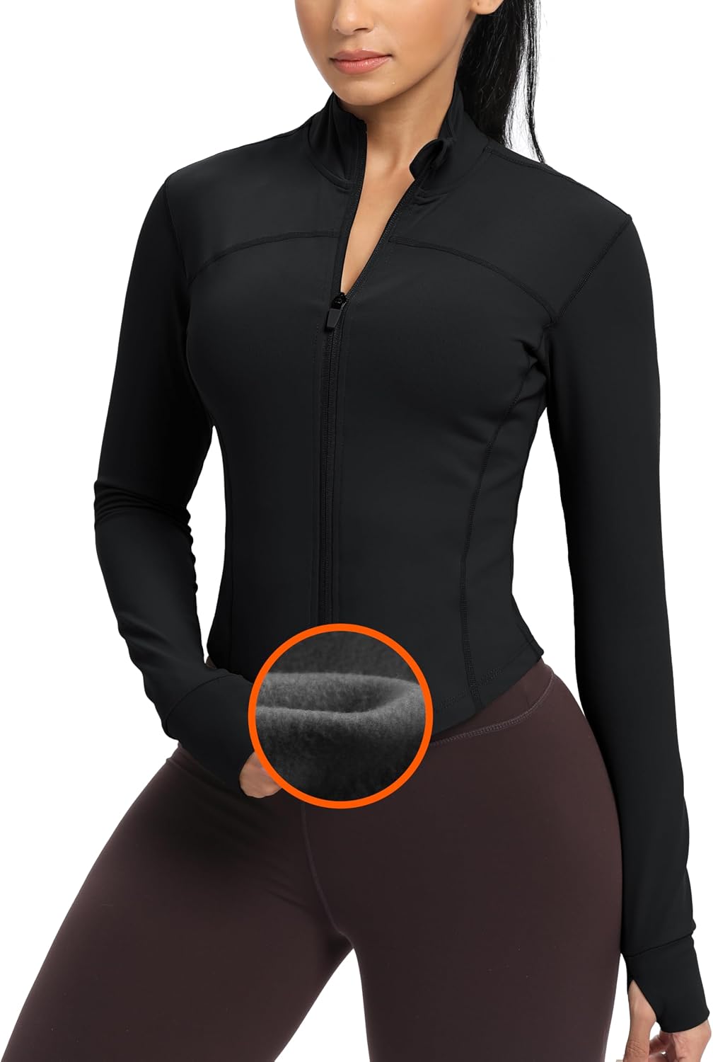 Women Zip Up Workout Jakcets Lightweight Slim Fit Running Athletic Jackets with Thumb Holes