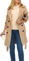 Double-Breasted Long Winter Faux-Wool Trench Coat