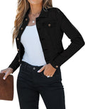 Cropped Jean Jackets for Women Fashion Short Denim Shacket Jacket Lightweight Fitted Stretchy with Pockets