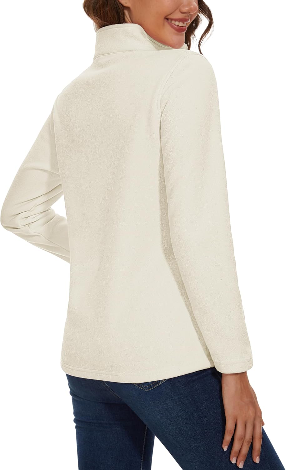 Women Quarter Zip Pullover Polar Fleece Sweatshirts Lightweight Stand-Collar Jacket Warm Tops
