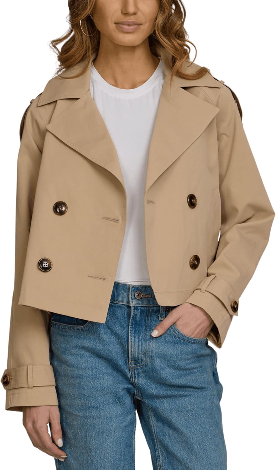 Cropped Lapel Lightweight Work Trench Coat