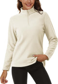 Women Quarter Zip Pullover Polar Fleece Sweatshirts Lightweight Stand-Collar Jacket Warm Tops